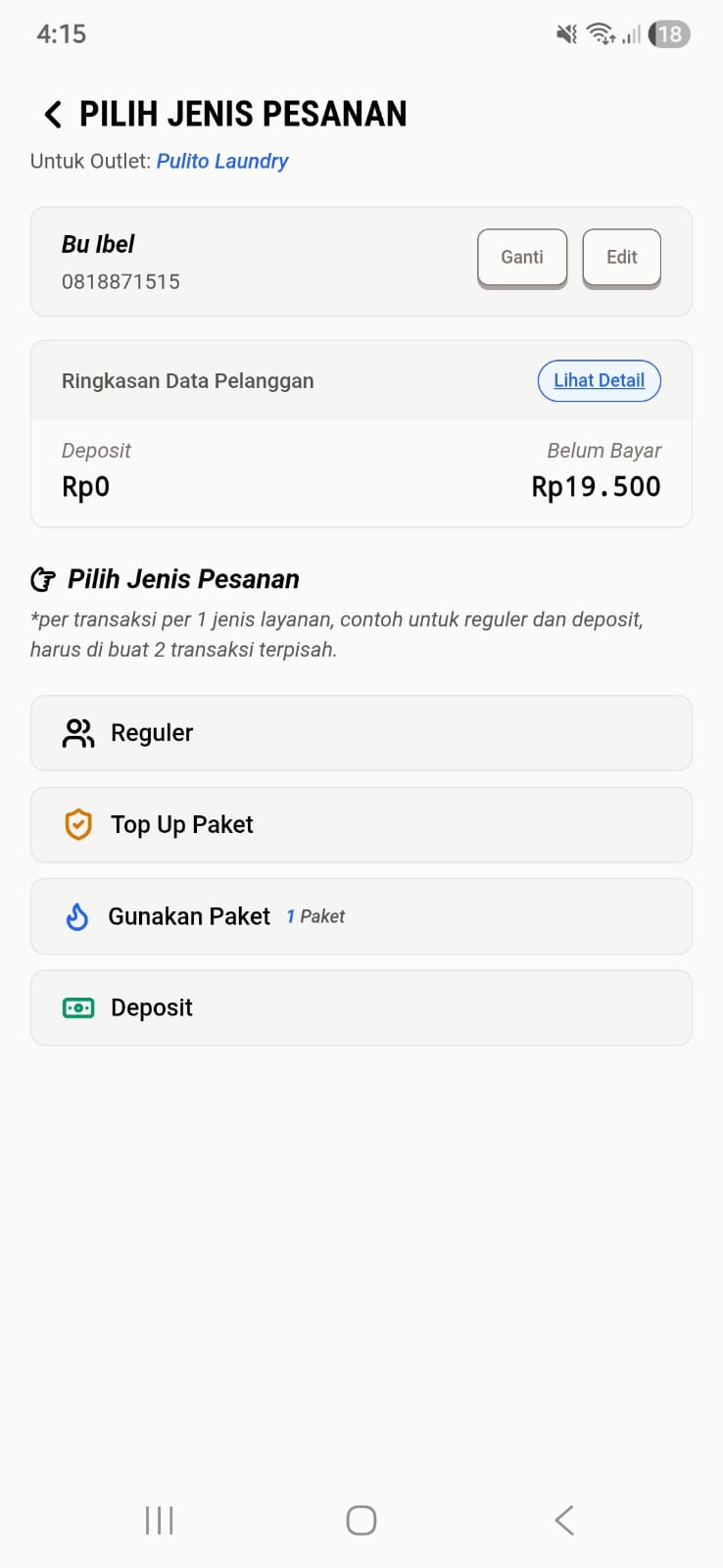 Menu Transaksi