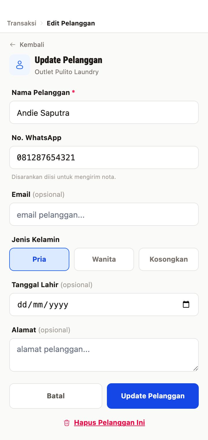 Edit & Hapus Pelanggan