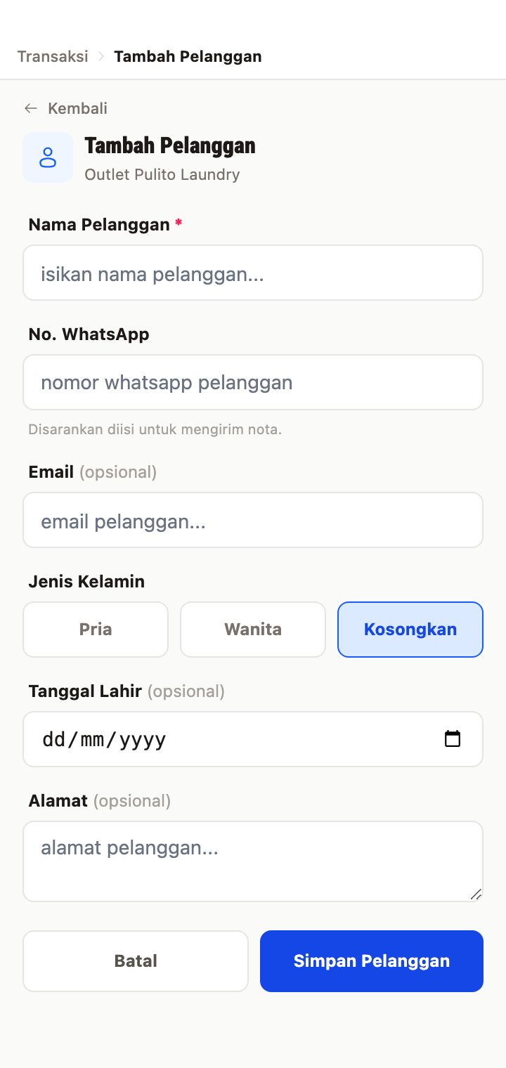 Form Tambah Pelanggan