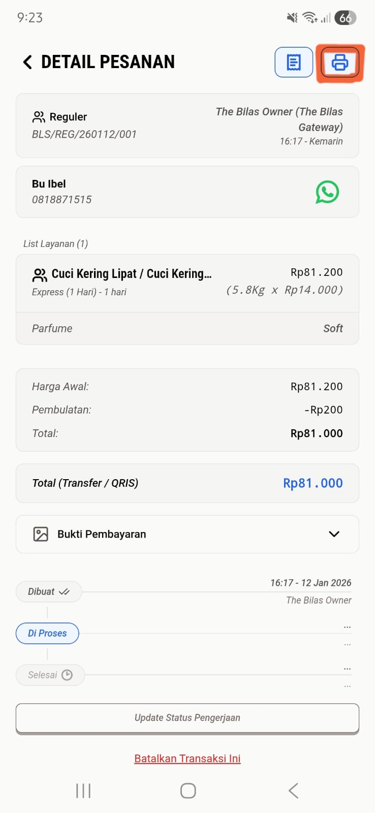 Menu Pengaturan Printer