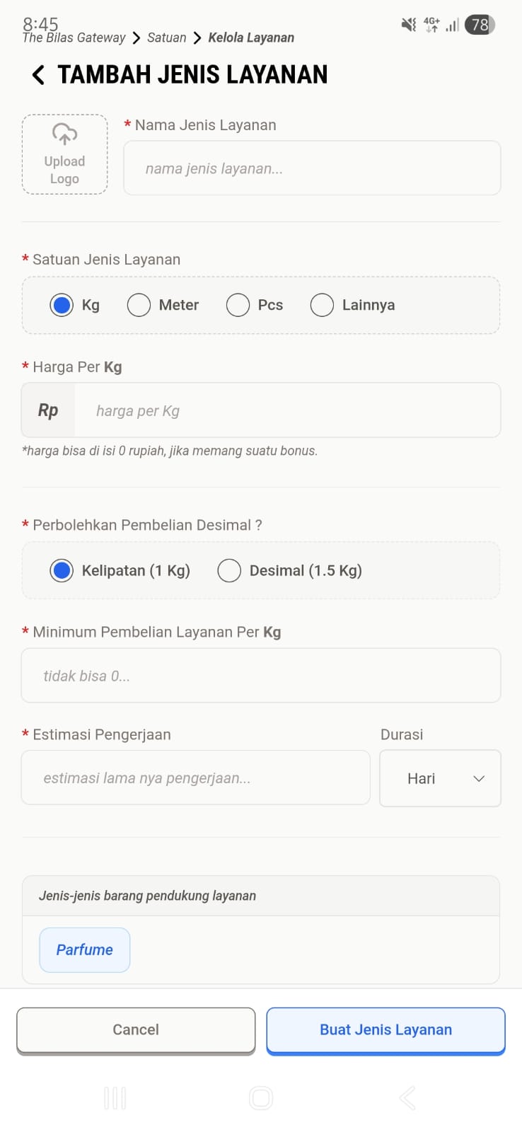 Atur Harga & Estimasi