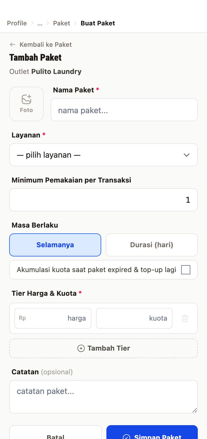 Form Tambah Paket